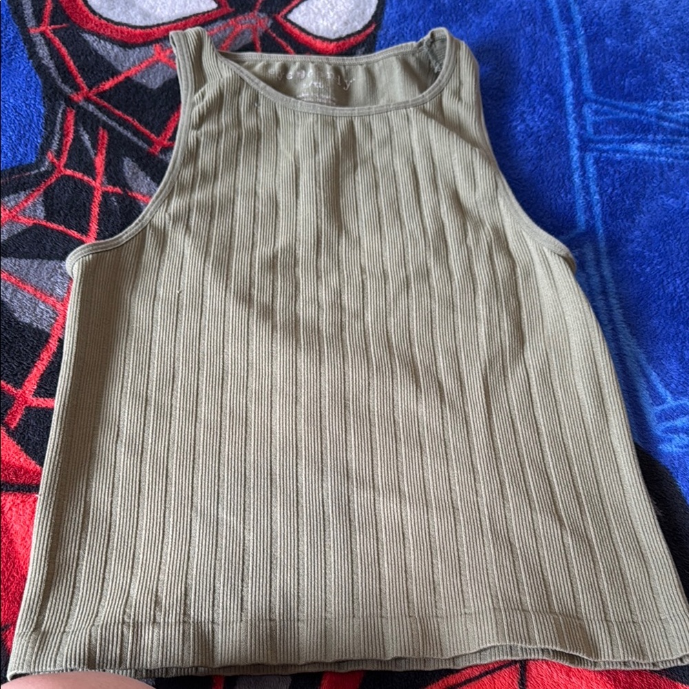 Ribbed Olive Green Tank Top